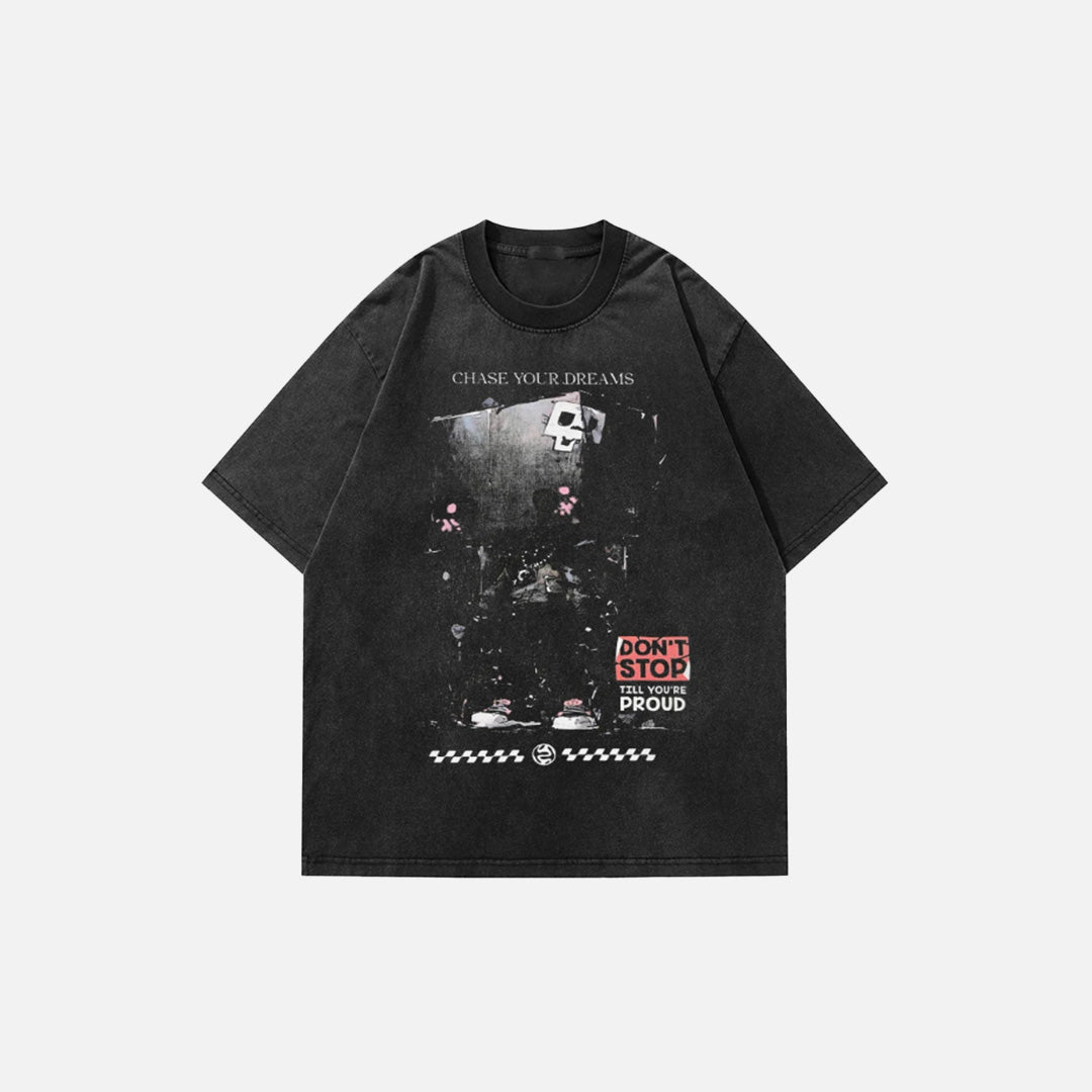 T-shirt oversize vintage à motif graphique délavé