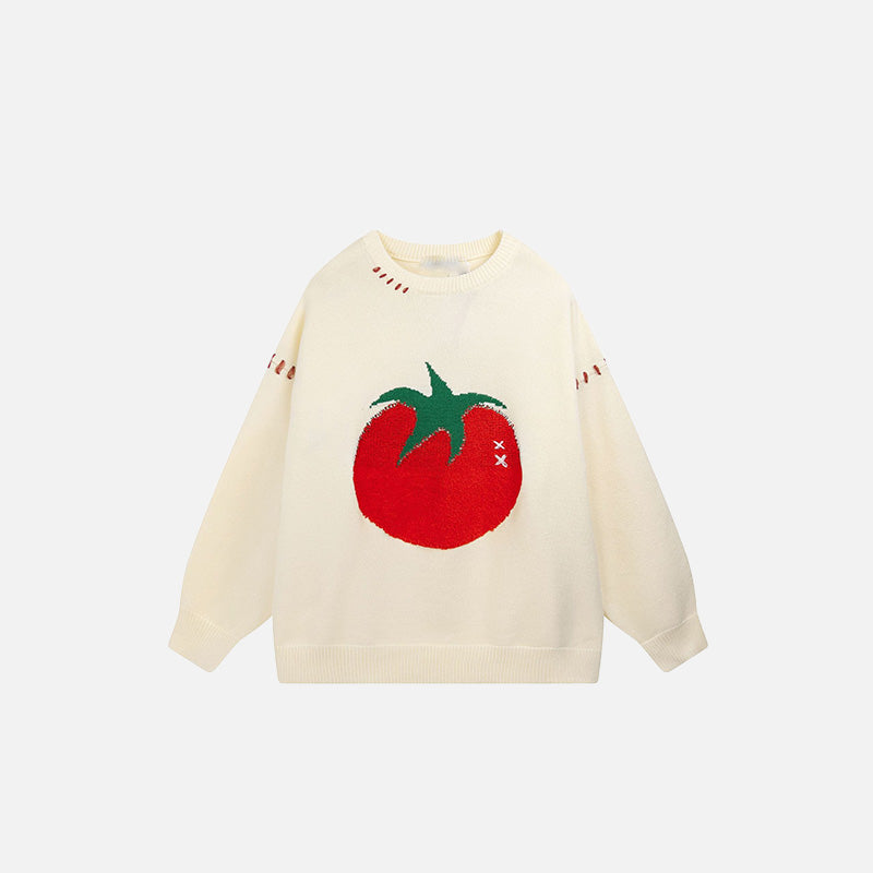 Lockerer, tomatenfarbener Strickpullover