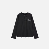 Fall Embroidered Henley T-shirt