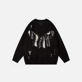 Pullover mit Schmetterlingsstickerei und Rissen