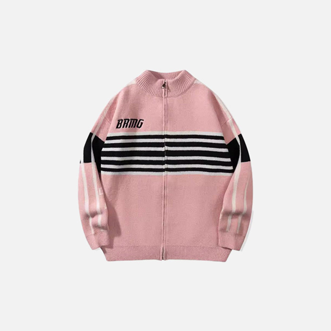 Striped Zip-Up Sweater