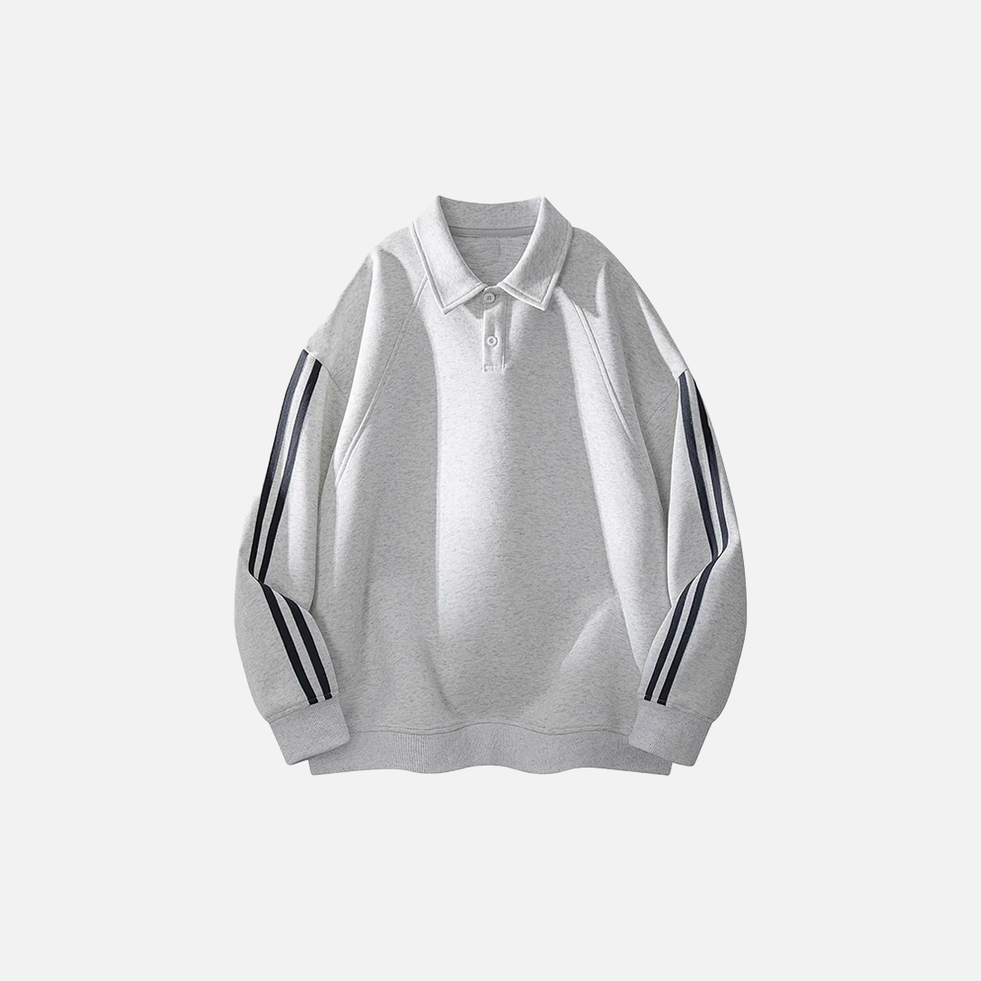 Patchwork Solid Color Turn Down Collar Sweatshirt