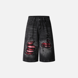Flattering Black Distressed Ripped Denim Short