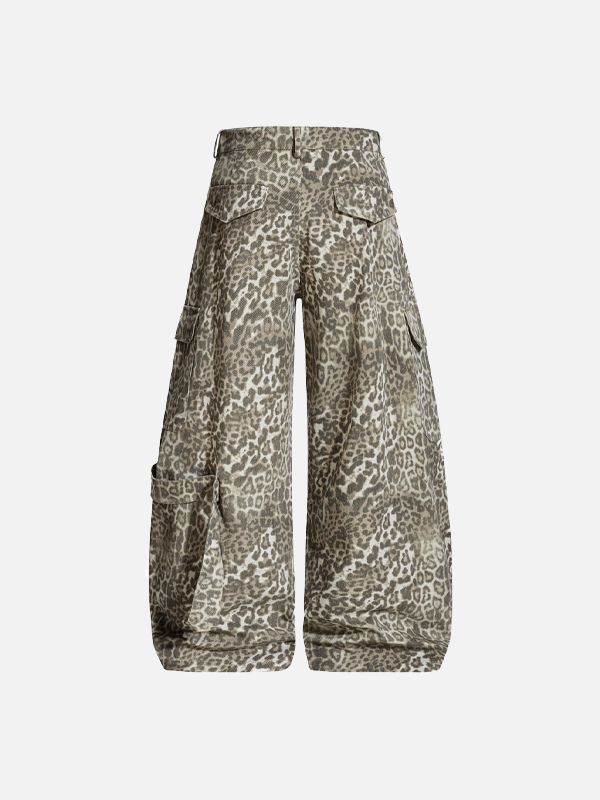 Streetwear Punk Leopard Print Wide Leg Pants