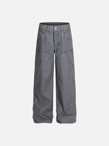 Streetwear Punk Distressed Wide Leg Denim Jeans
