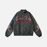 Winter High Street Flame Letter Leather Jacket