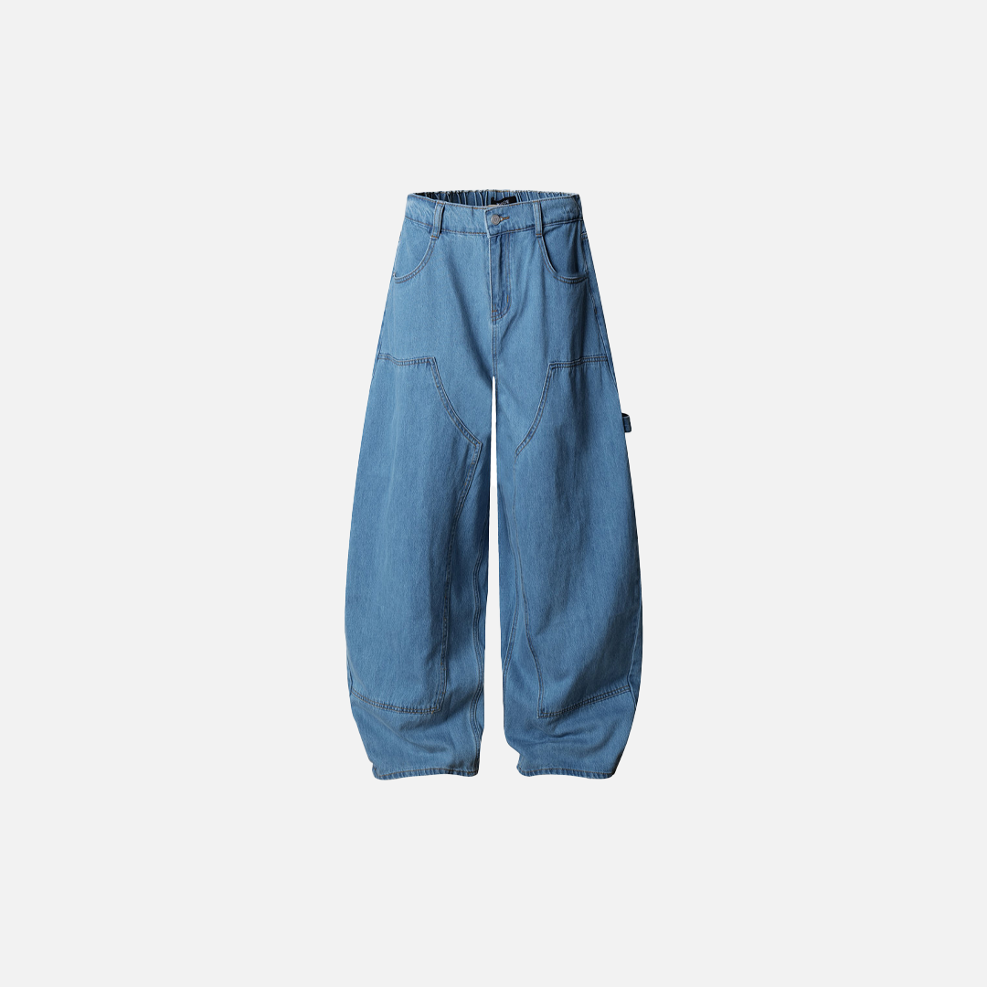 Distressed Streetwear Denim Wide-Leg Cargo Jeans