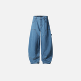 Distressed Streetwear Denim Wide-Leg Cargo Jeans