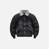 Thicken Turn-Down Fur Collar Fleece Denim Jacket