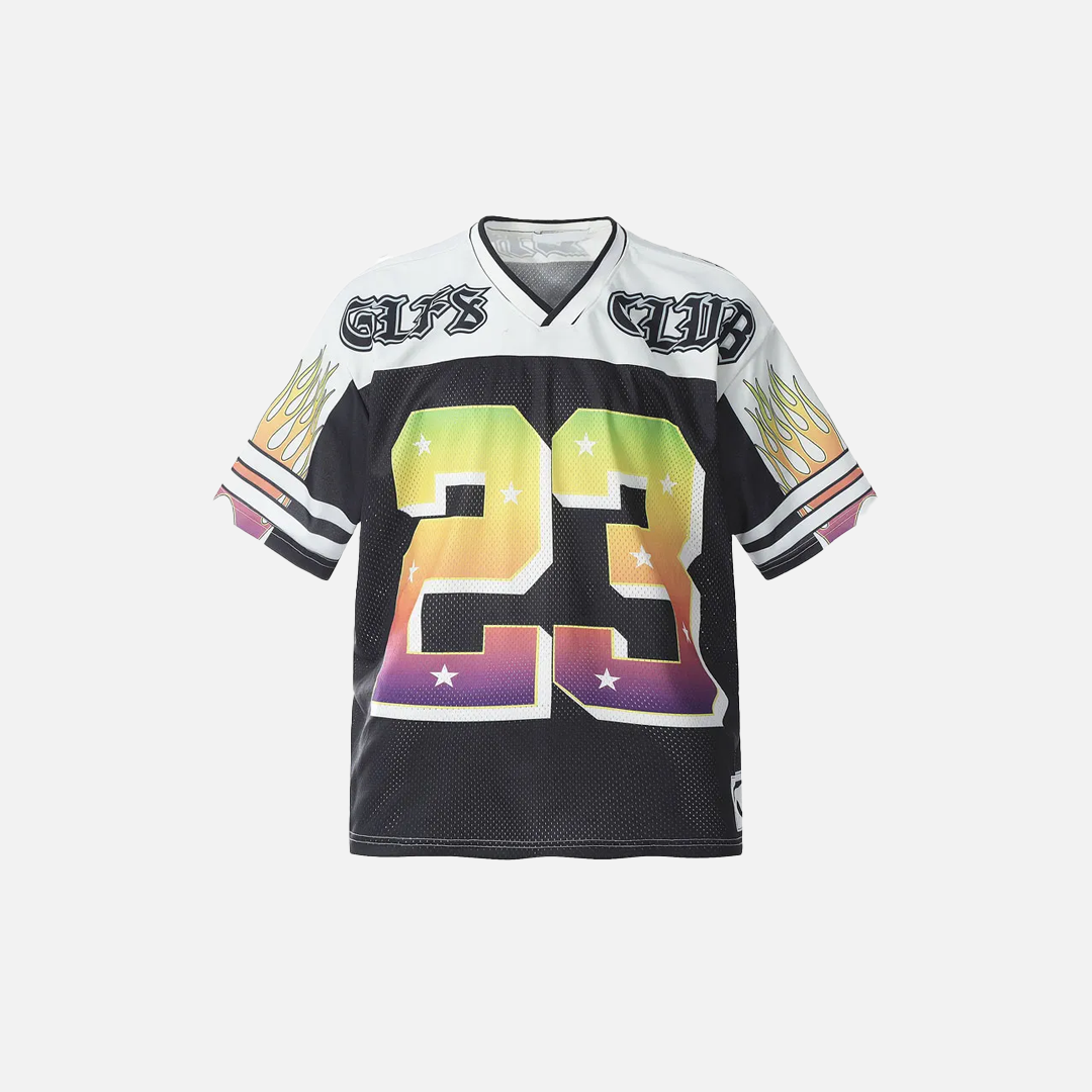 Soft Retro Mesh Jersey Graphic Print Sport T-Shirt