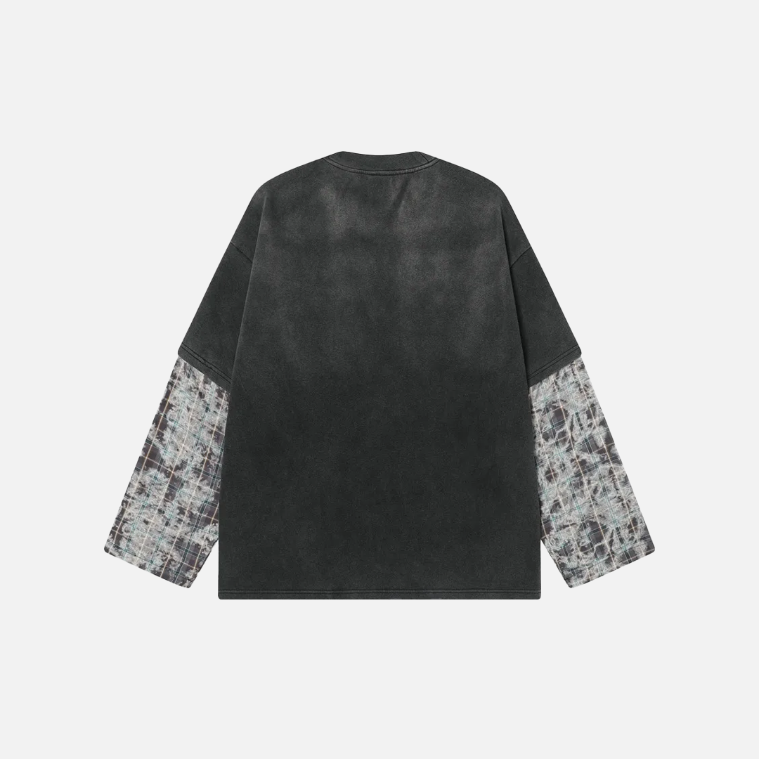 幾何学模様 レーシング クルーネック 長袖Tシャツ