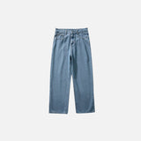 Pantalon en denim uni à jambes droites