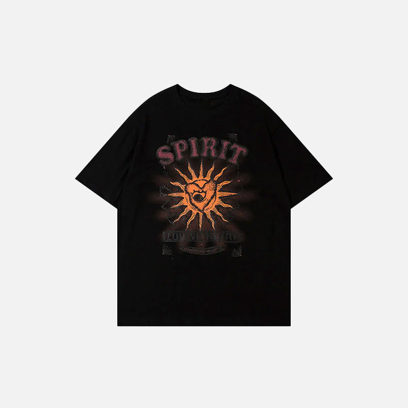 Gothic Loose Sun Spirit Grafik-T-Shirt