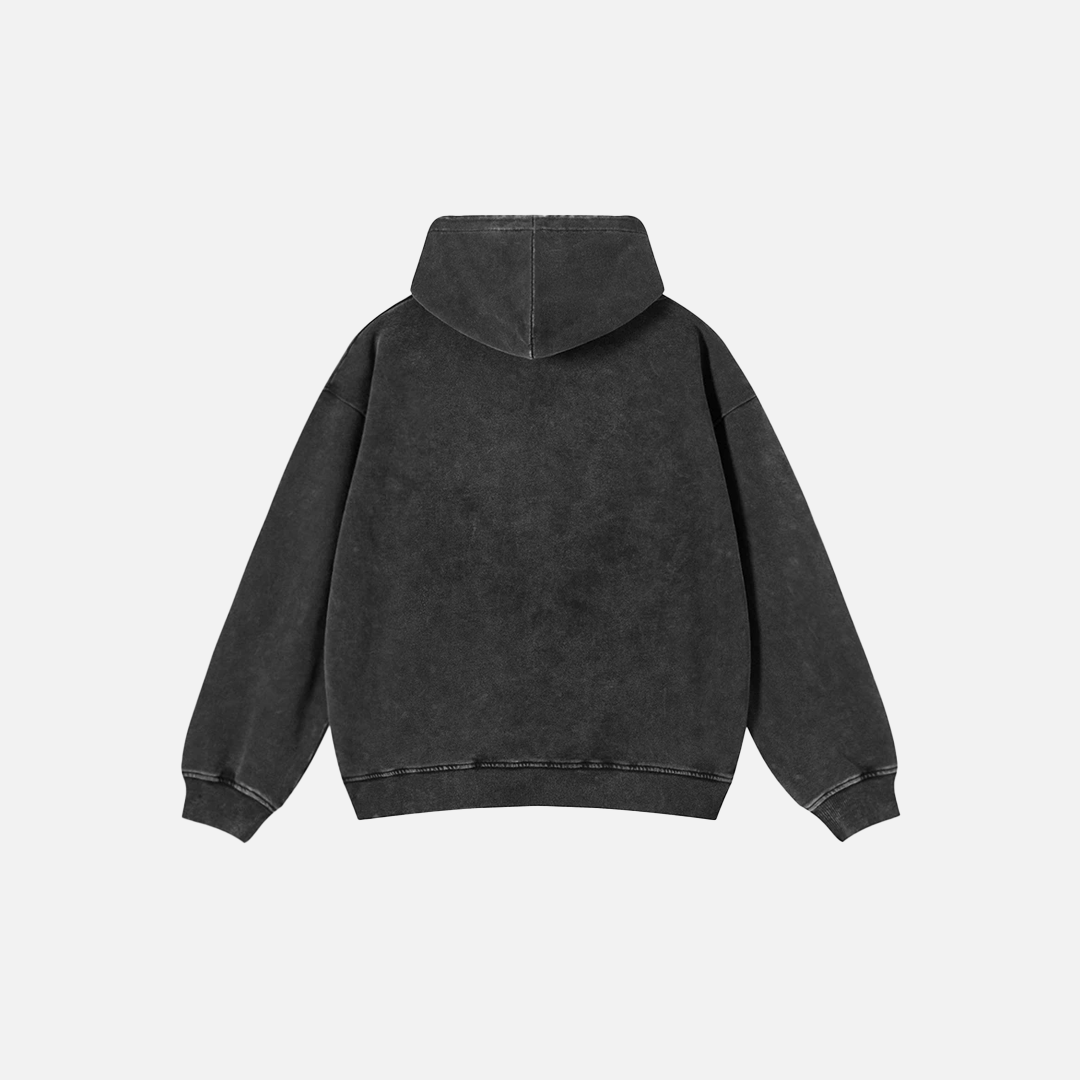 Oversized Faded Black Evil Eye Graphic Hoodie