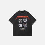 Grafik-T-Shirt mit maskierten Katzen
