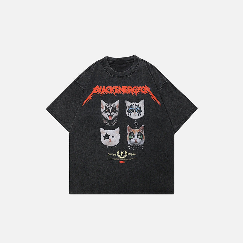 Grafik-T-Shirt mit maskierten Katzen