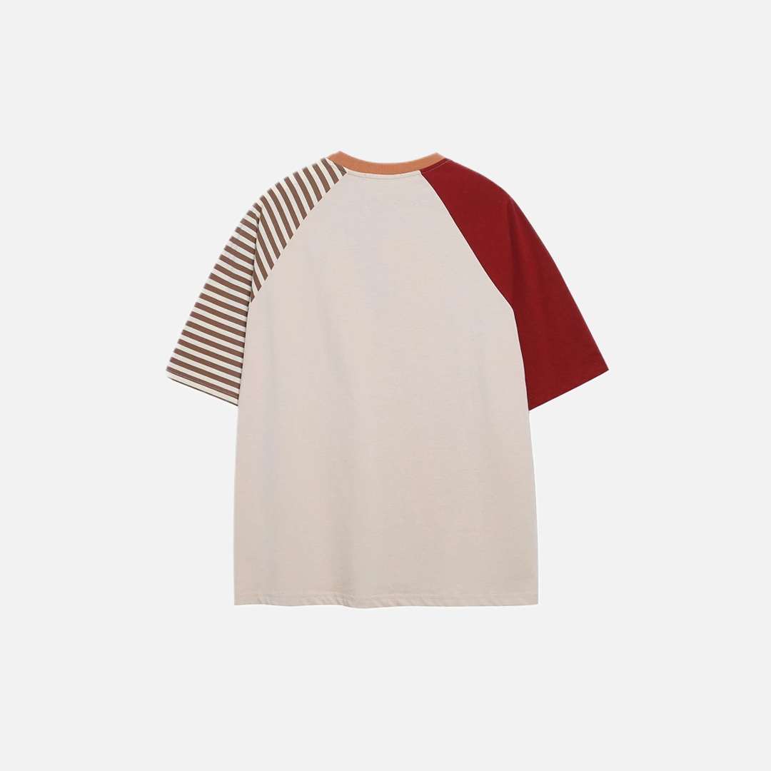 Lässiges Kurzarm-T-Shirt mit Katzen-Patchworkmuster