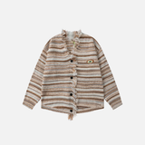 Cozy Striped Ripped Tassel V-Neck Cardigan