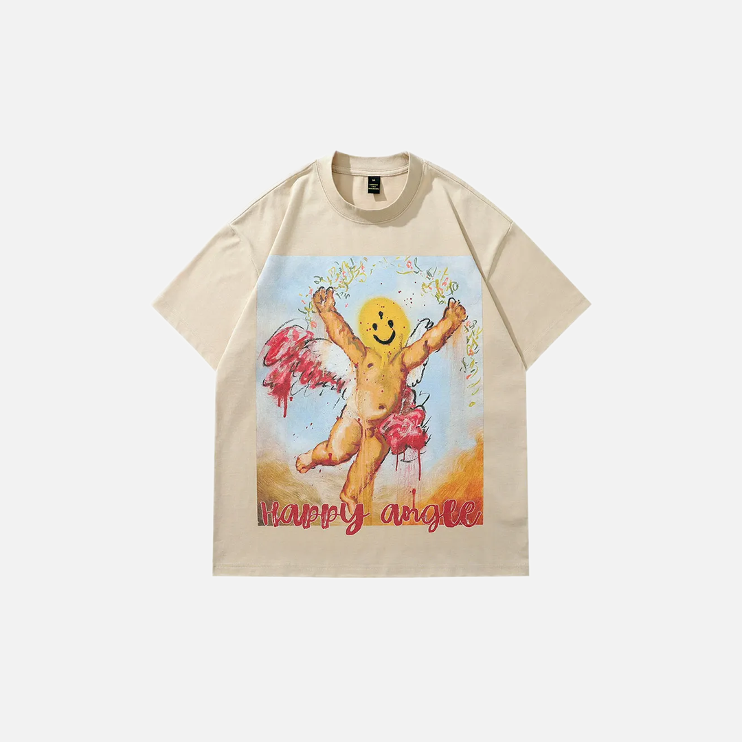 グラフィティエンジェルグラフィックオーバーサイズカジュアルTシャツ