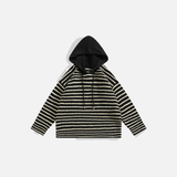 Chic Striped Spliced Knitwear Hooded Sweater