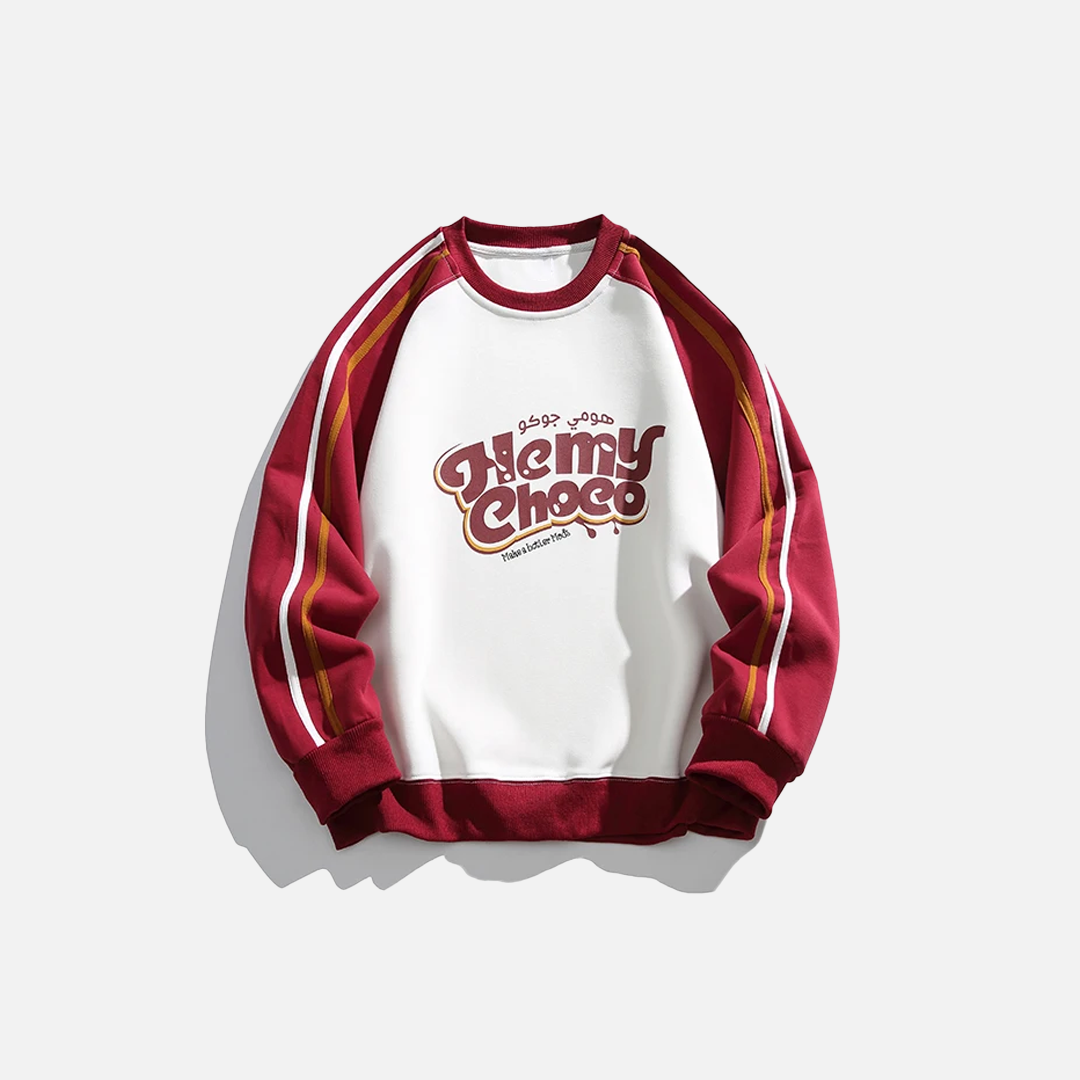 Fashionable Oversized Patchwork Letter Print Sport Sweatshirt