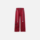 Creative Red Woven Rope Design Wide Leg Jogger
