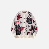 Oversize-Strickjacke mit Hip-Hop-Cartoon-Motiv