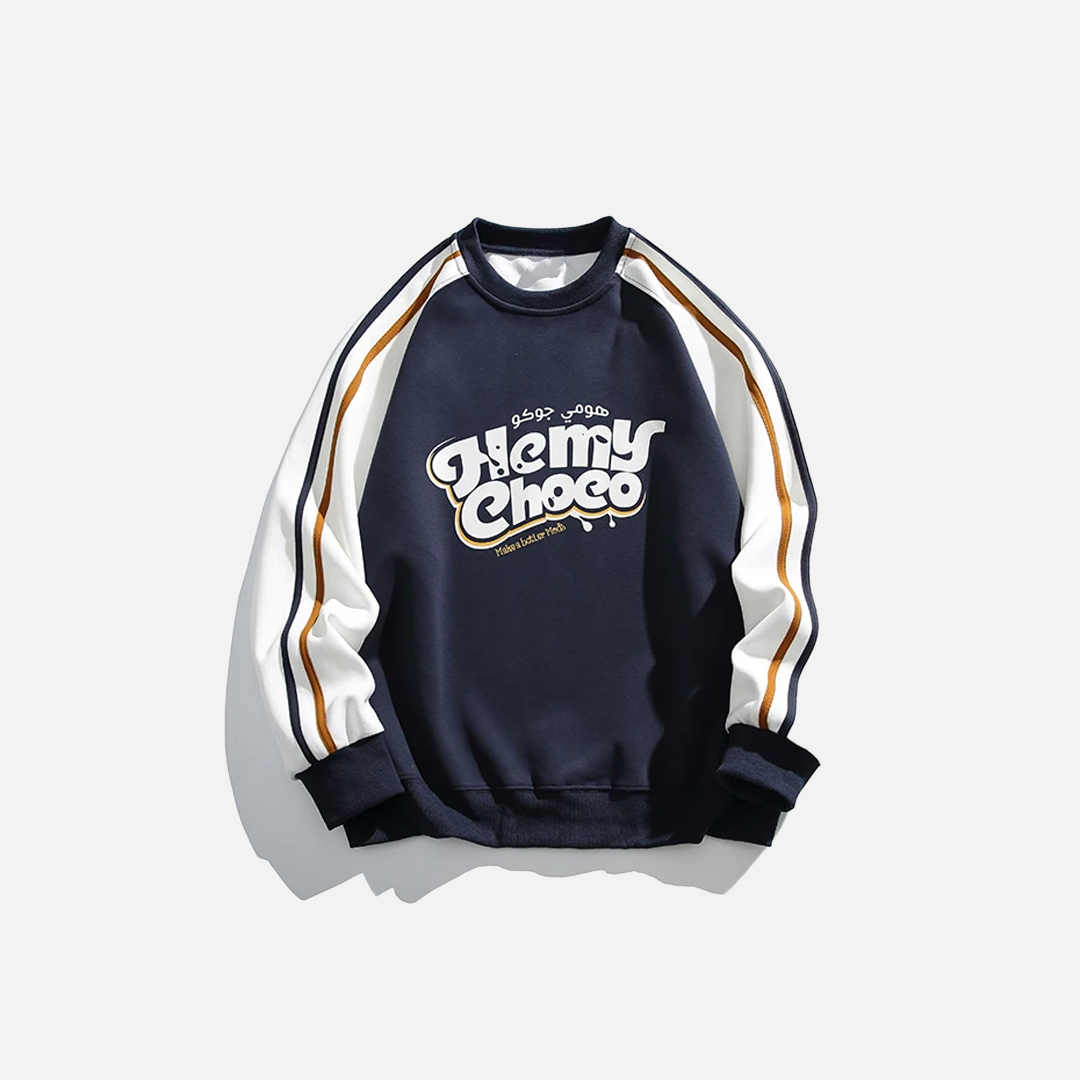 Fashionable Oversized Patchwork Letter Print Sport Sweatshirt