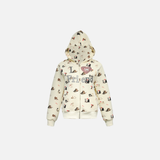 Whimsical Animal Zip-Up Print Hooded Sweatshirt