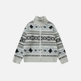Vertical Collar Jacquard Pattern Cardigan