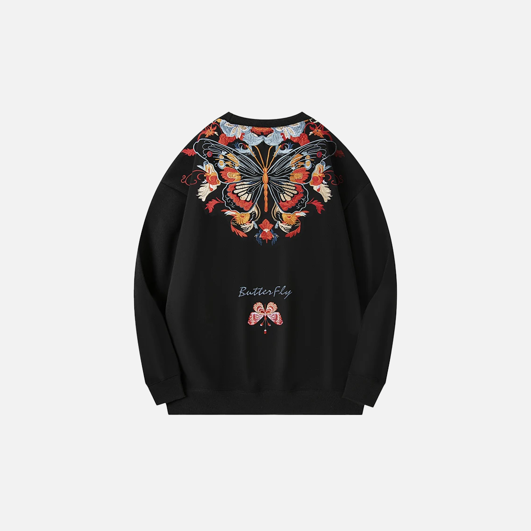 Butterfly Embroidery Vintage Hip Hop T-Shirt