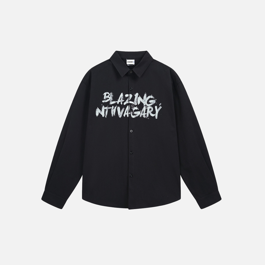 Chemise décontractée à boutons, coupe ample, imprimée graffiti et respirante