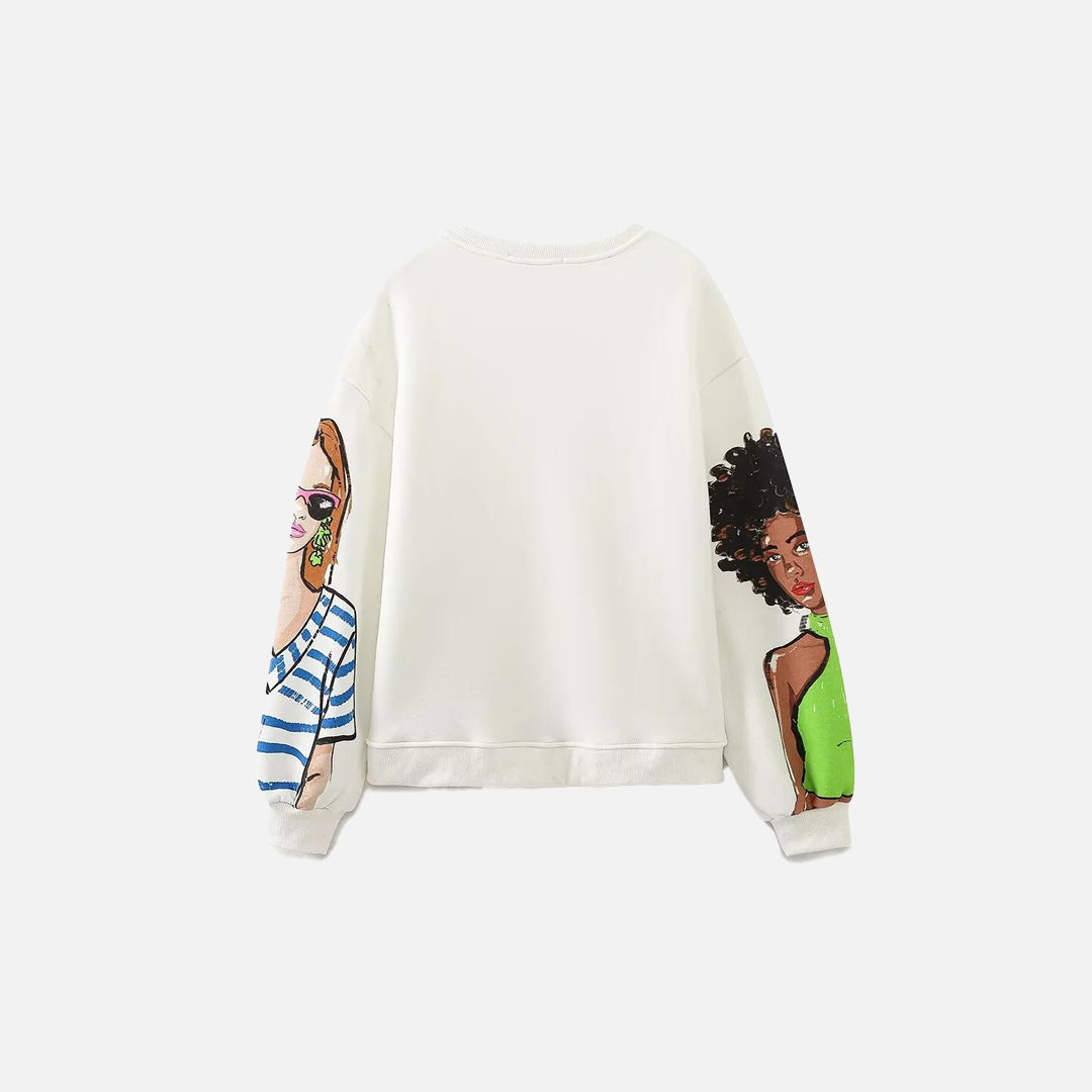 Versatile Casual Winter Girl Pattern Sweatshirt