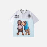 T-shirt en jersey imprimé streetwear avec chiens.