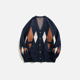 Klassischer Cardigan mit farbenfrohem Karomuster und V-Ausschnitt