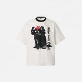 T-shirt oversize à manches courtes imprimé chat