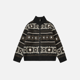 Vertical Collar Jacquard Pattern Cardigan