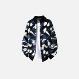 Streetwear Camouflage Zipper Knit Cardigan