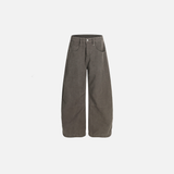 Streetwear Punk Deconstructed Pleated Wide Leg Jeans