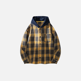 Streetwear Kariertes Kapuzenhemd mit langen Ärmeln