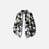Streetwear Camouflage Zipper Knit Cardigan