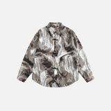 Langarmshirt mit abstraktem Y2K-Print und Umlegekragen