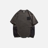 Warmes Patchwork-Baumwoll-Hip-Hop-T-Shirt mit Tasche