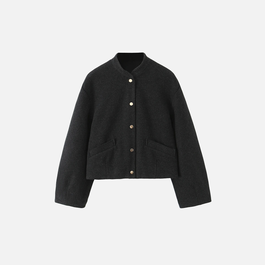 Vintage Solid Color O-Neck Collar Jacket