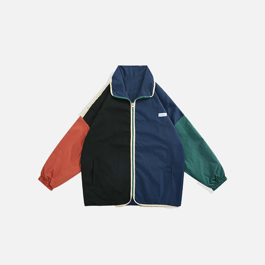 Hip Hop Color-Blocked Workwear Windbreaker Jacket