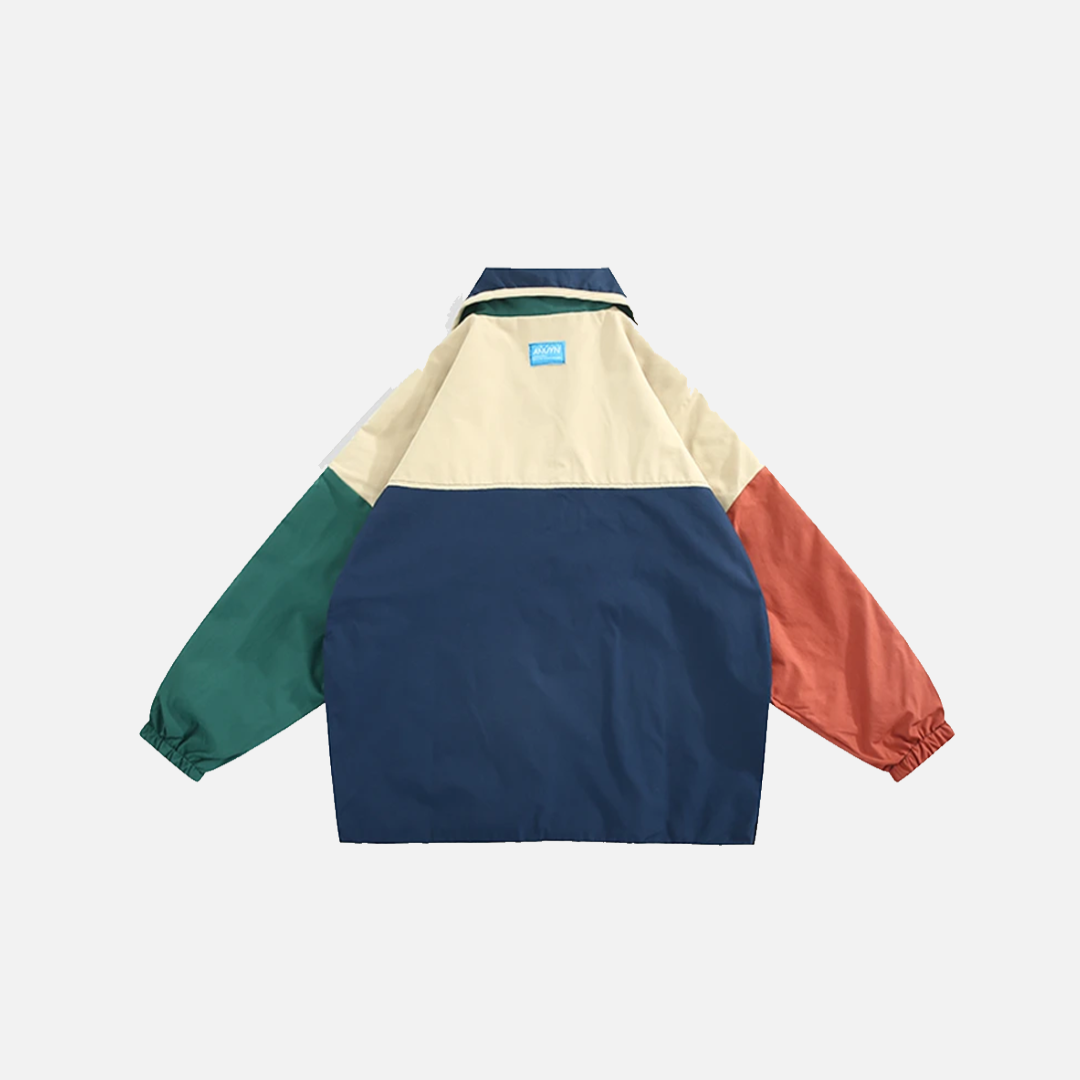 Hip Hop Color-Blocked Workwear Windbreaker Jacket