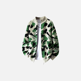 Streetwear Camouflage Zipper Knit Cardigan