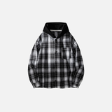 Streetwear Kariertes Kapuzenhemd mit langen Ärmeln