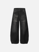 Gothic-Trendy-Distressed-Punk-Jeans mit lockerem, weitem Bein