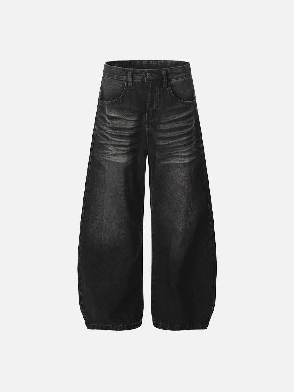 Gothic-Trendy-Distressed-Punk-Jeans mit lockerem, weitem Bein